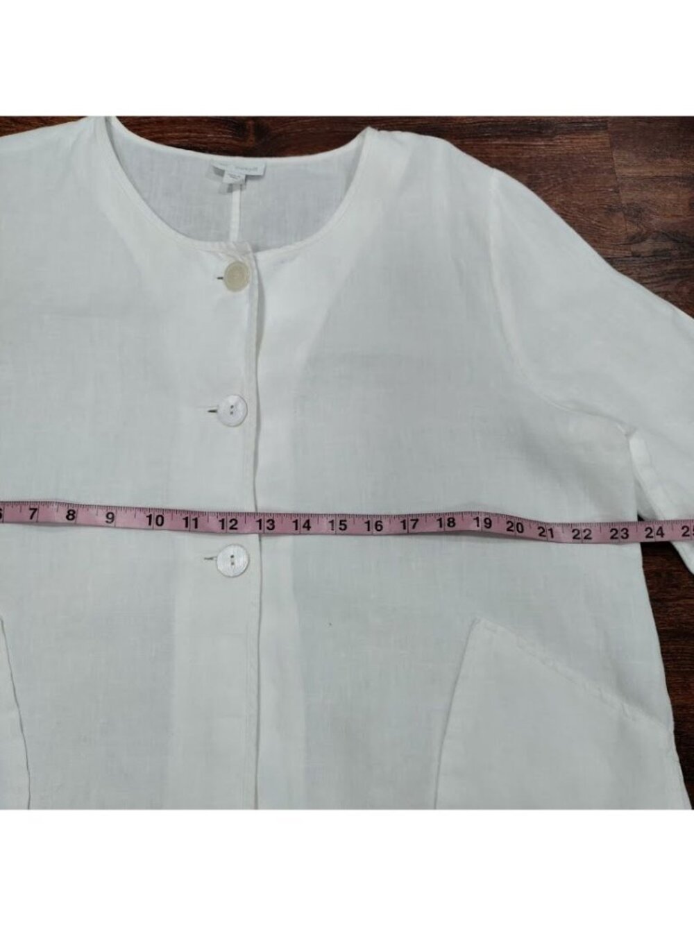 Pure Jill Linen Artsey Lagenlook Layers 100% Linen Cardigan Jacket Cream Size L - Picture 11 of 13